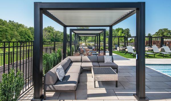 Poolside cabanas at the clubhouse