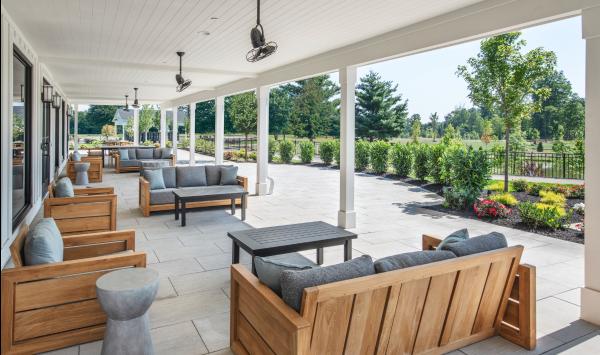 Covered outdoor patio at the clubhouse