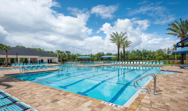 Expansive lap pools for residents