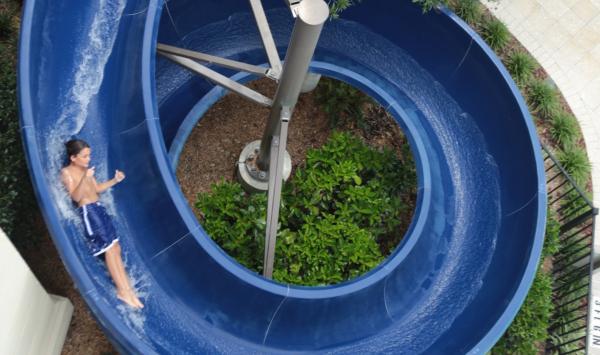 Corkscrew water slides great for all ages