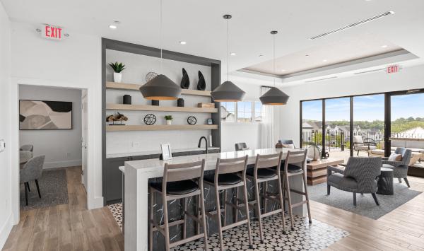 Lounge area with bar and catering kitchen